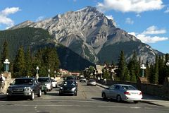 19 Bow River Bridge With Banff Avenue And Cascade Mountain Behind In The Morning From Bow River Bridge In Banff In Summer.jpg